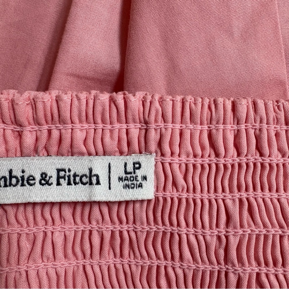 Abercrombie & Fitch Pink Puff Sleeve Babydoll Mini Dress Large Petite Romantic - Picture 14 of 14